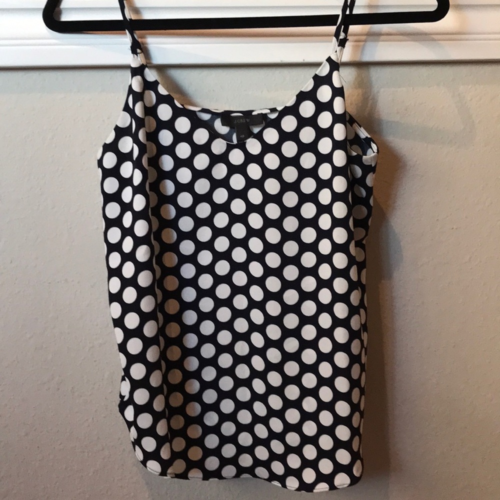Navy/white polka dot J. Crew tank
